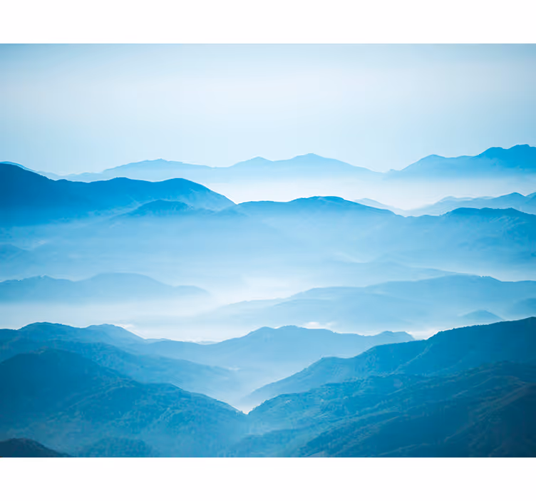 Living room roller blind fog bank mountain mural - TenStickers