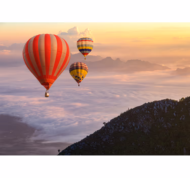 Living room roller blind hot-air balloons in the sky - TenStickers