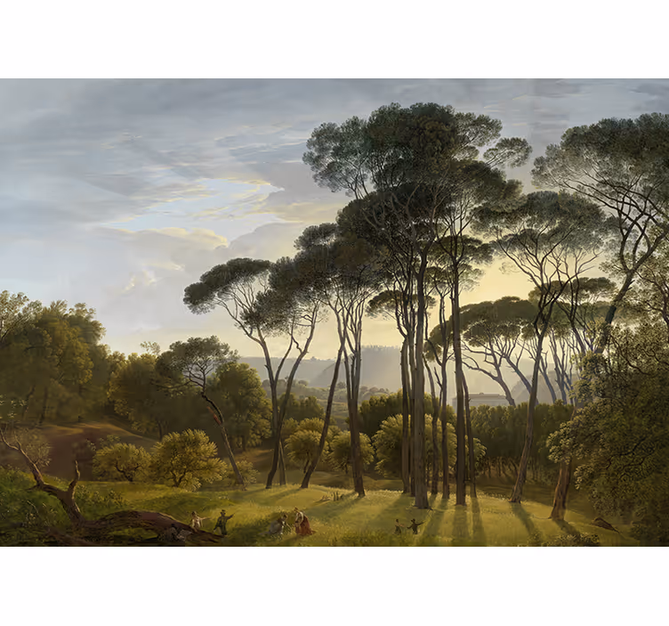 Living room roller blind italian forest view - TenStickers