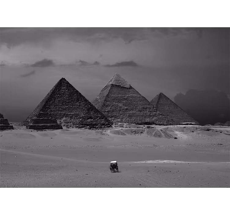 Living room roller blind wall mural of egyptian pyramids - TenStickers