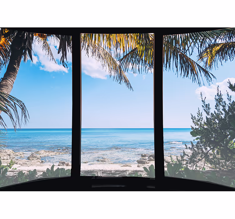 Living room roller blind 3d ocean view design - TenStickers