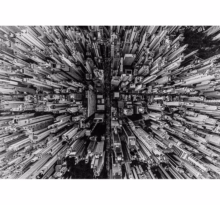 Living room roller blind cityscape hall - TenStickers