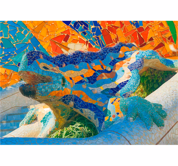 Living room roller blind park güell mural painting - TenStickers