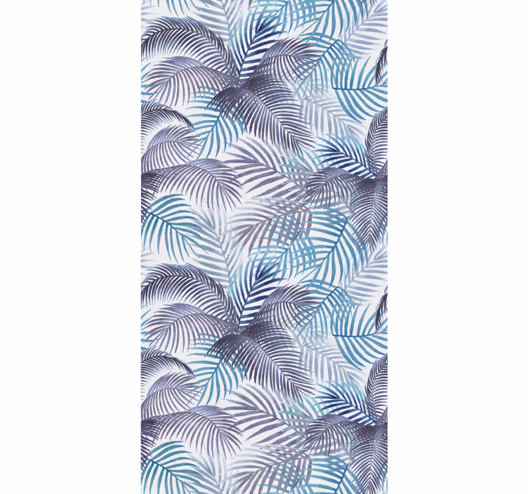 Blue roller blind with tropical palms and leaves - TenStickers