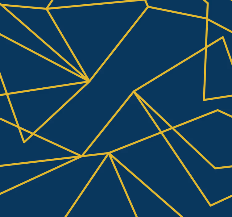 Blue roller blind with geometric gold lines - TenStickers