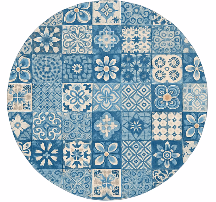 Blue roller blind with circular mosaic design - TenStickers