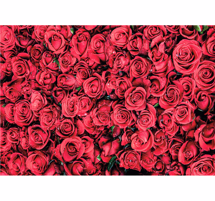 Living room roller blind red flowers textured design - TenStickers