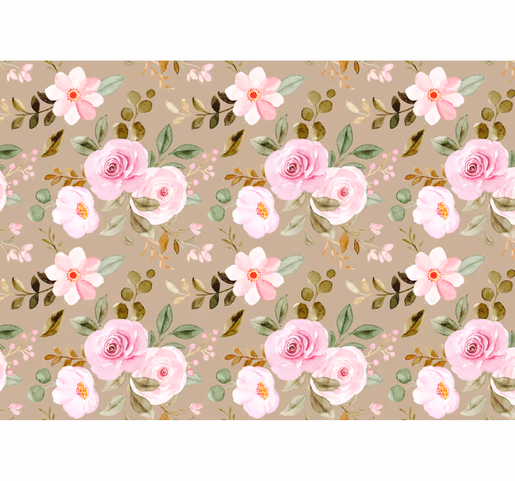 Living room roller blind vintage beige rose pattern - TenStickers
