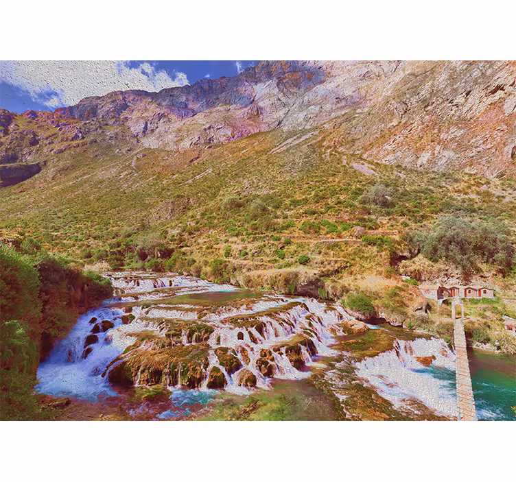 Living room roller blind huancaya waterfalls design - TenStickers