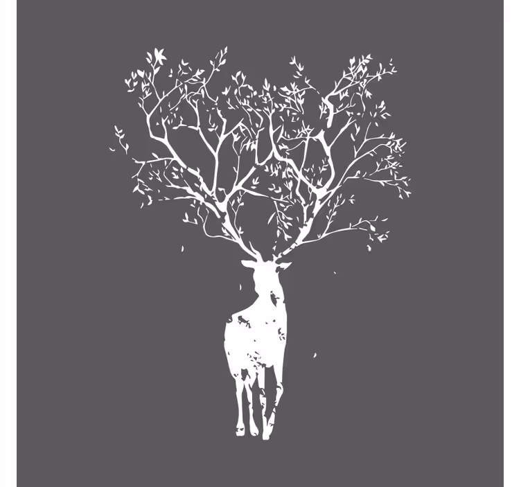 Living room roller blind stag tree design - TenStickers