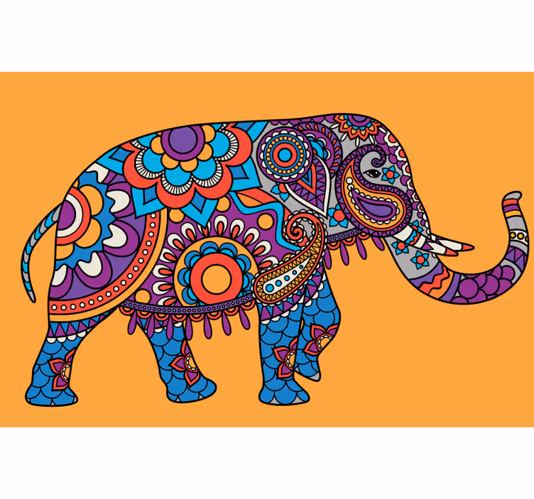 Living room roller blind colorful walking elephants - TenStickers