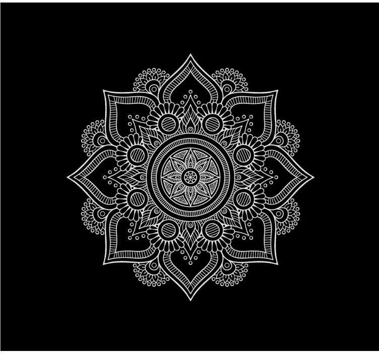 Living room roller blind black and white mandala - TenStickers