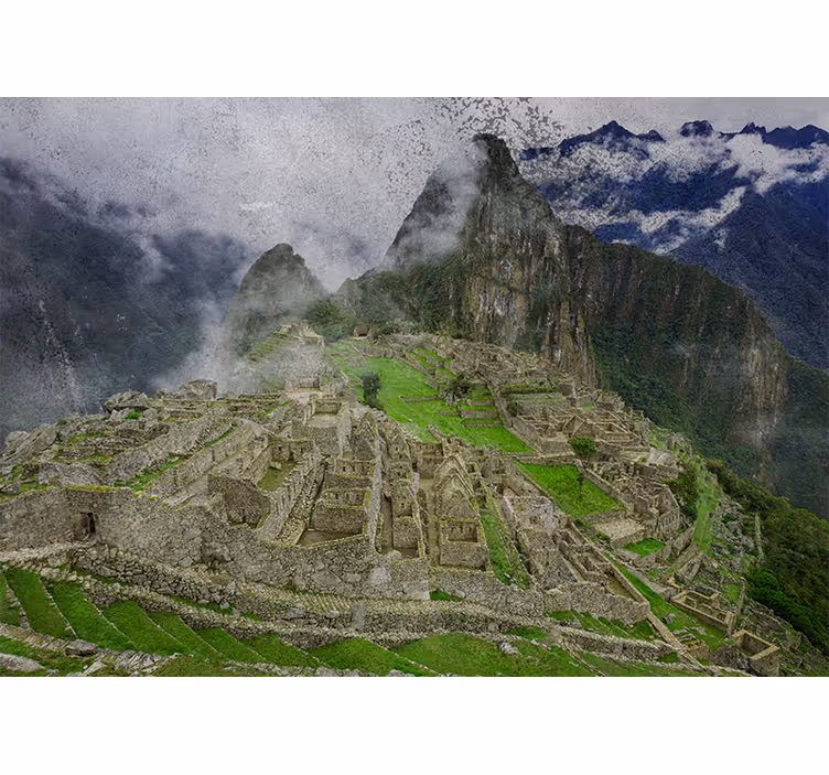 Living room roller blind machu picchu design - TenStickers