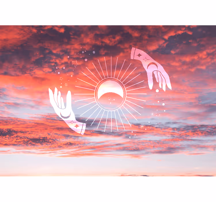 Living room roller blind zen hands raised to the sky - TenStickers