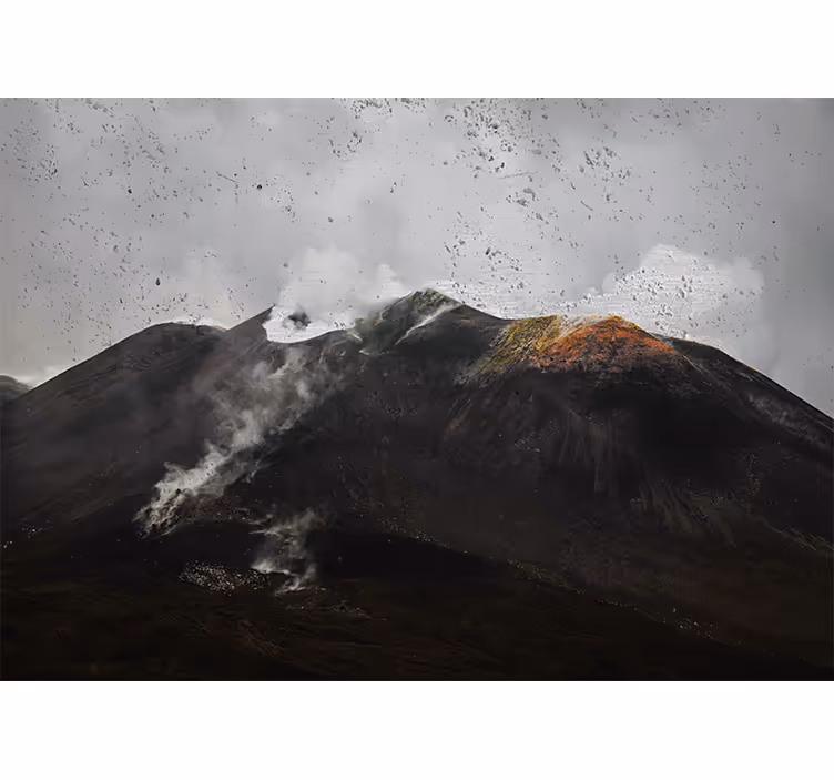 Living room roller blind foggy etna view - TenStickers