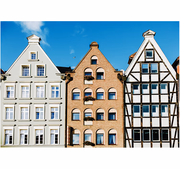 Living room roller blind ginger houses of gdańsk - TenStickers