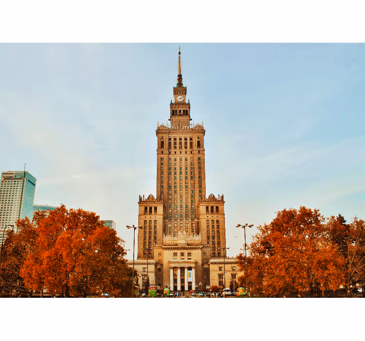 Living room roller blind warsaw palace of culture - TenStickers