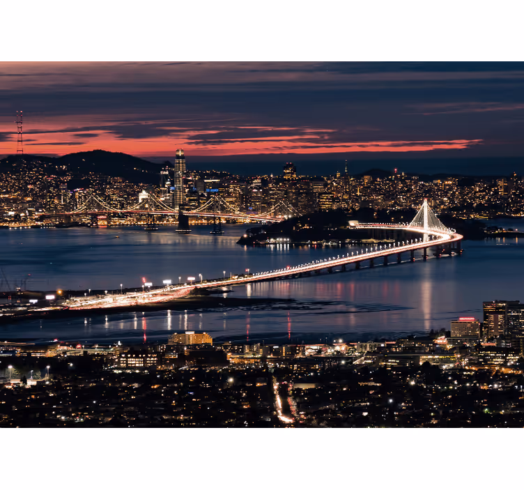 Living room roller blind san francisco evening - TenStickers
