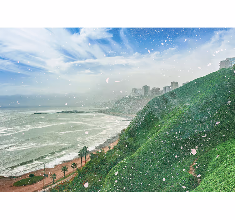 Living room roller blind beach in barranco - TenStickers