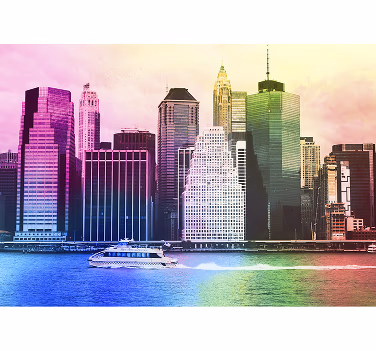 Living room roller blind colorful manhattan skyline - TenStickers