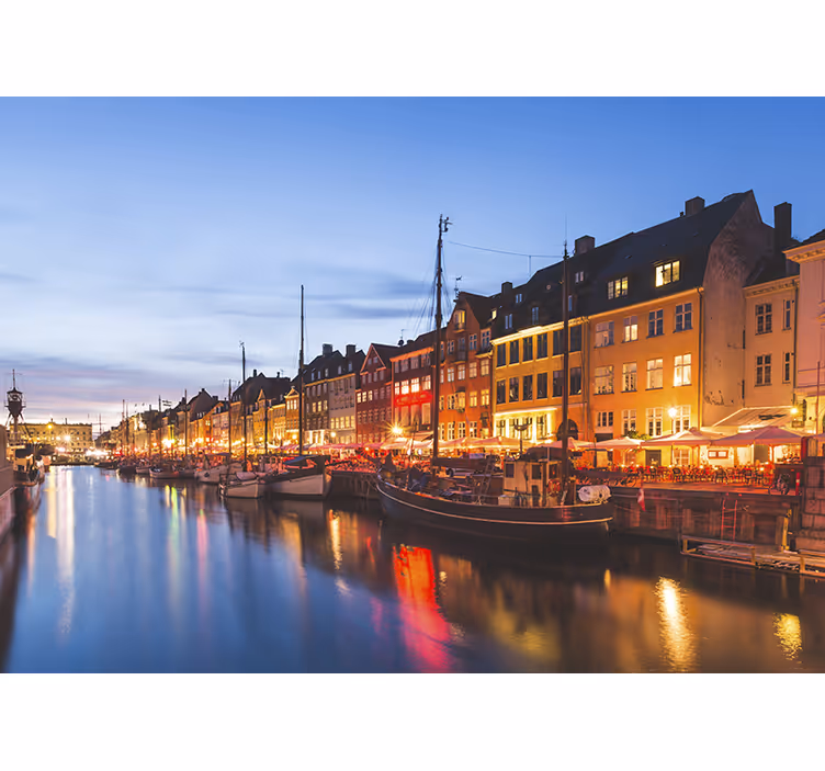 Living room roller blind colorful copenhagen evening - TenStickers