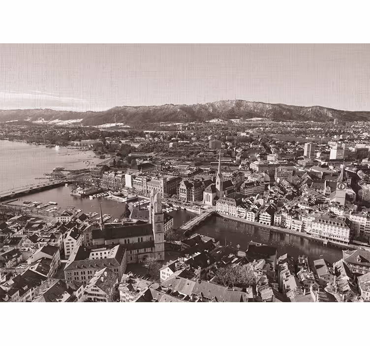 Living room roller blind zürich with mountains view - TenStickers