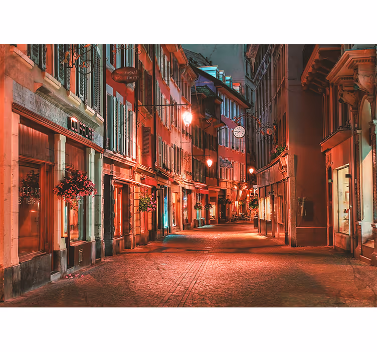 Living room roller blind swiss night cityscape - TenStickers