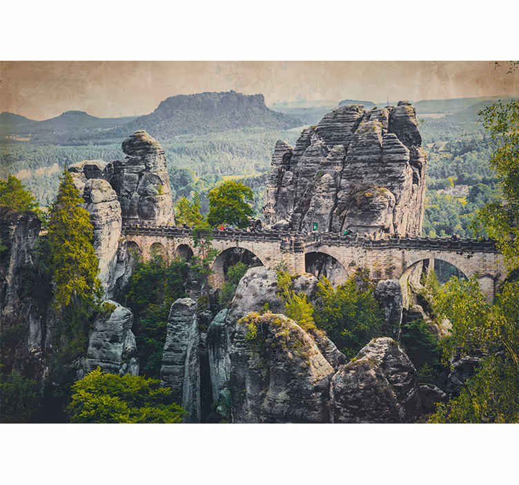 Living room roller blind scenic stone bridge view - TenStickers