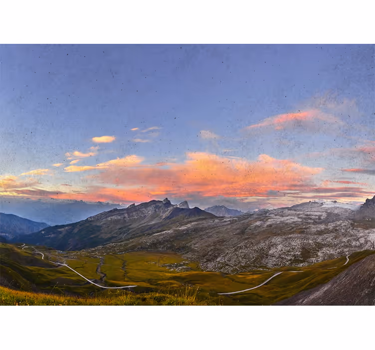 Living room roller blind beautiful sunset in mountains - TenStickers