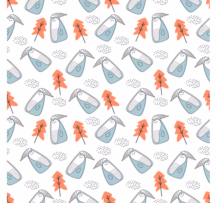 Living room roller blind cute minimalist penguins trees - TenStickers