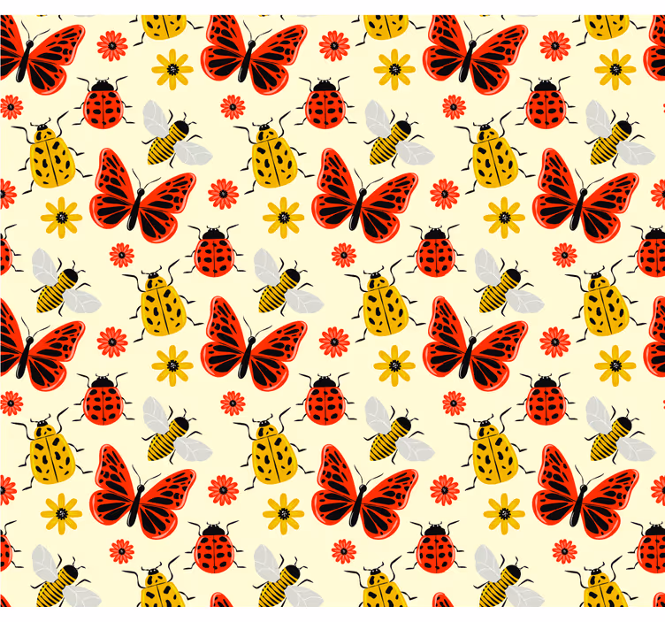 Living room roller blind with colorful bug pattern - TenStickers