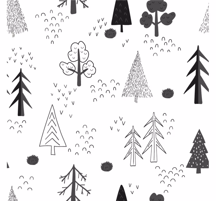 Living room roller blind white minimalistic trees - TenStickers