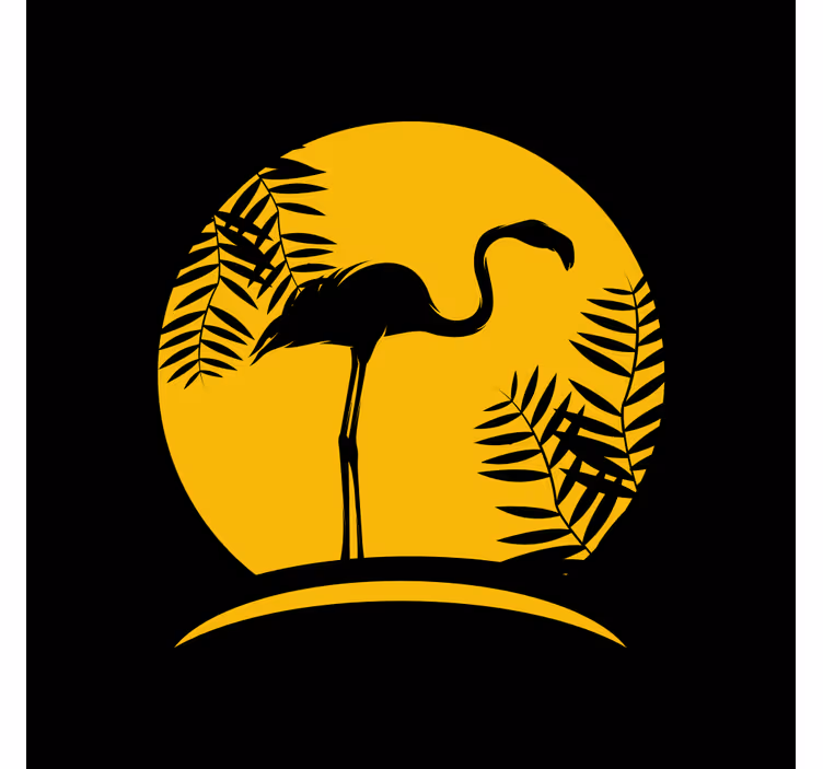 Living room roller blind black flamingo and moon - TenStickers