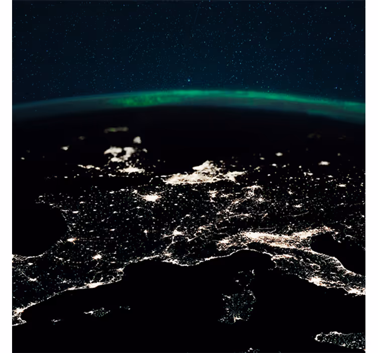 Living room roller blind northern light stars earth - TenStickers