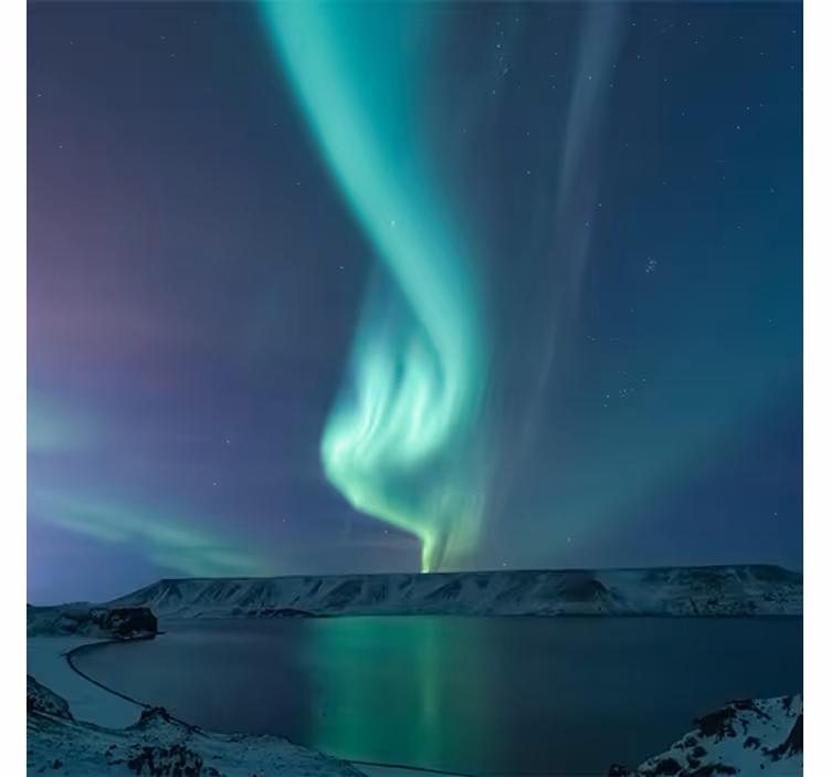 Living room roller blind northern lights over island - TenStickers