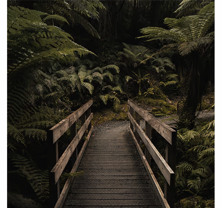 Living room roller blind nature bridge in the forest - TenStickers