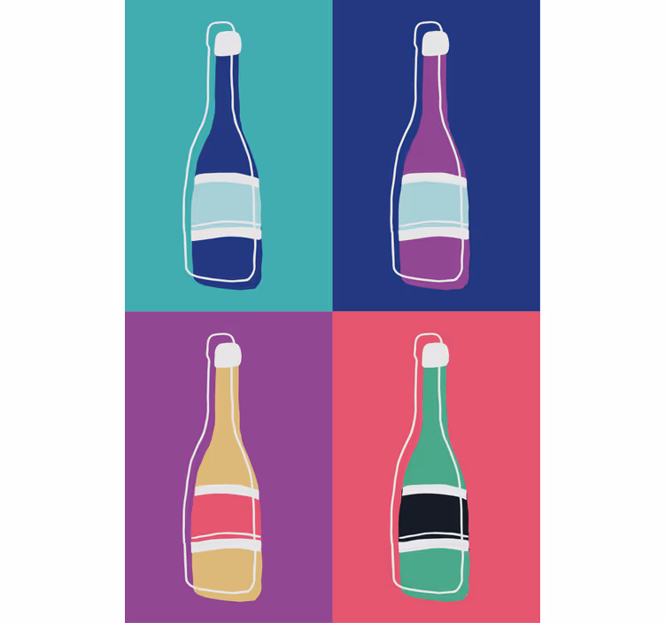 Living room roller blind pop art abstract champagne bottles - TenStickers