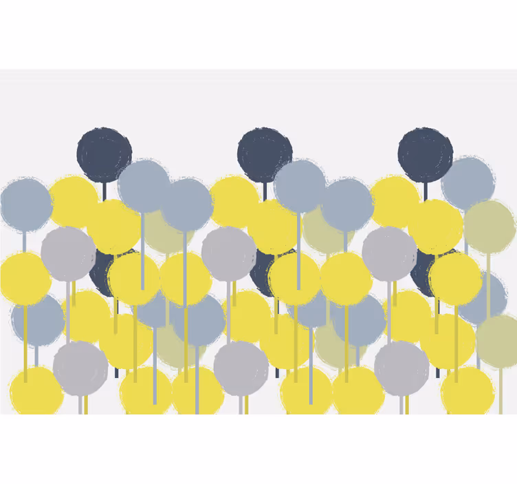 Living room roller blind with minimalist yellow gray circles - TenStickers