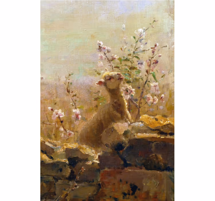 Living room roller blind with a funny sheep painting - TenStickers
