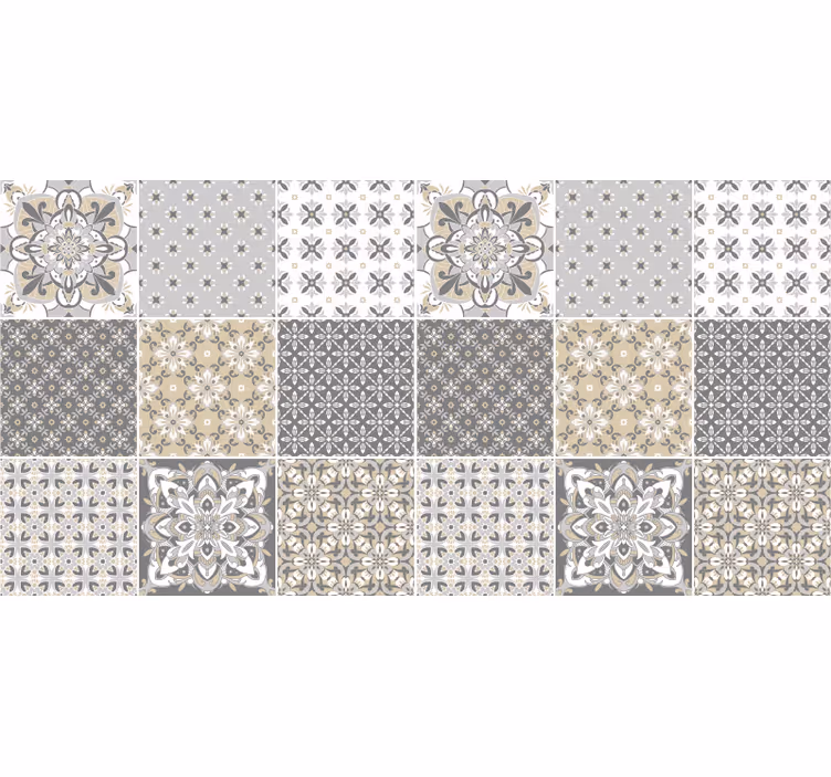 Beige roller blind with moroccan tile design - TenStickers