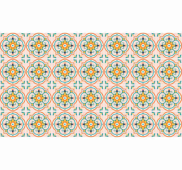 Beige roller blind with colorful square design - TenStickers