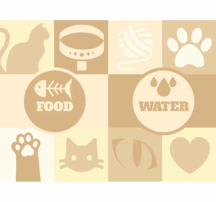 Beige roller blind for cats' food and water - TenStickers