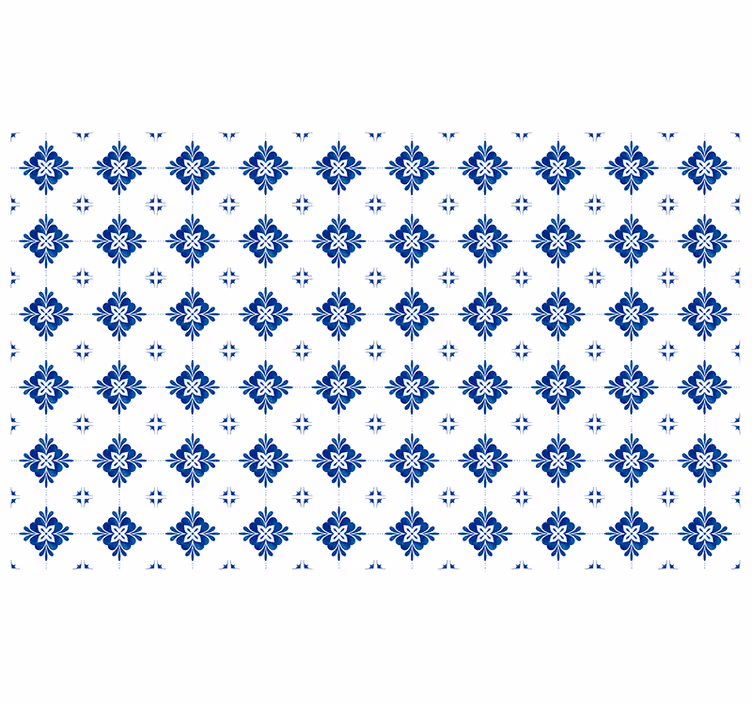 Bedroom roller blind vintage blue tile - TenStickers