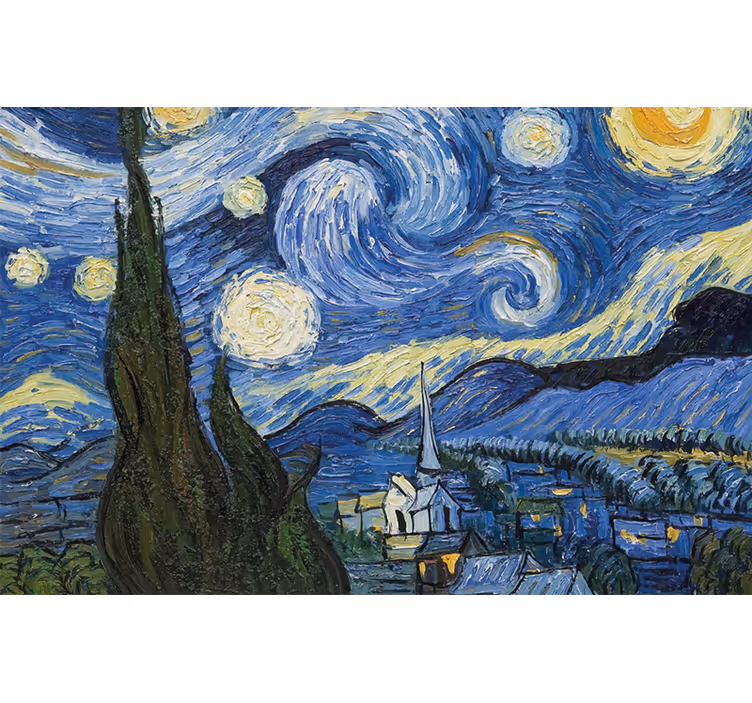 Bedroom roller blind van gogh starry night design - TenStickers