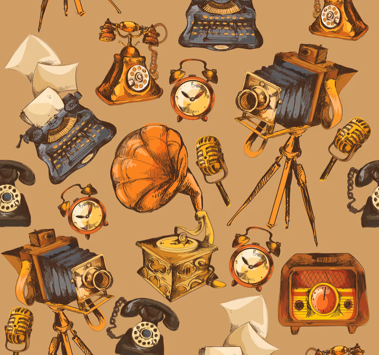 Vintage roller blind vintage object collection - TenStickers