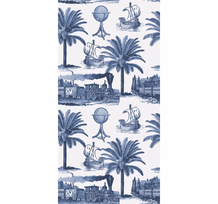 Vintage roller blind with blue french pattern - TenStickers
