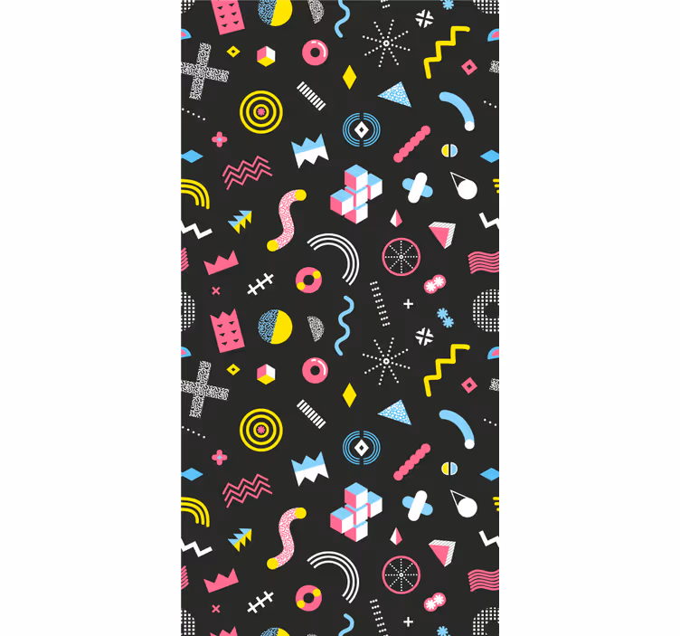 Vintage roller blind in vibrant memphis geometric pattern - TenStickers