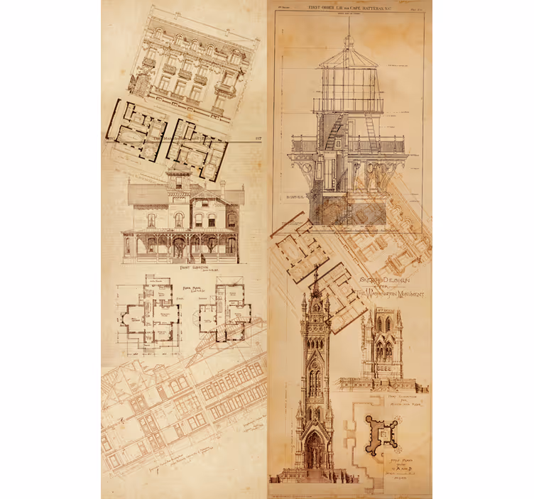 Vintage roller blind architectural gem - TenStickers