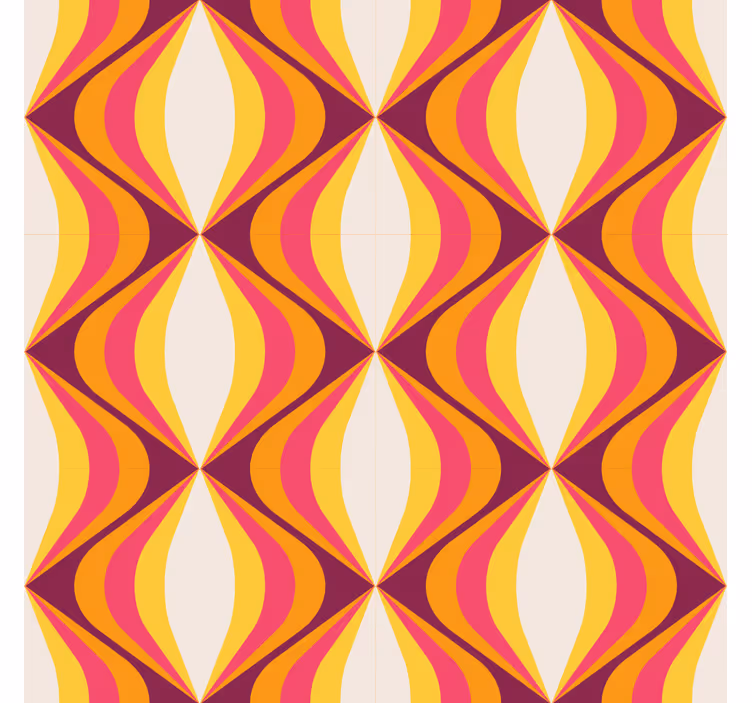 Vintage roller blind retro orange wave design - TenStickers