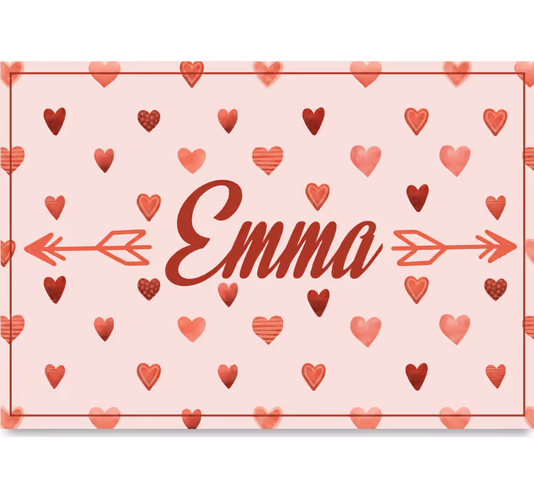 Pink roller blind personalized with name hearts pattern - TenStickers